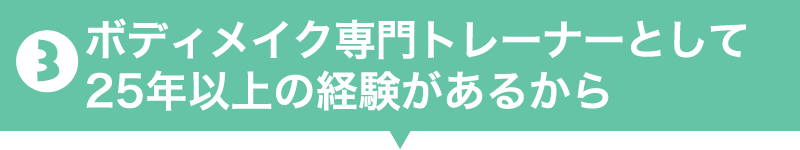 3.ボディメイク専門トレーナーとして25年以上の経験があるから